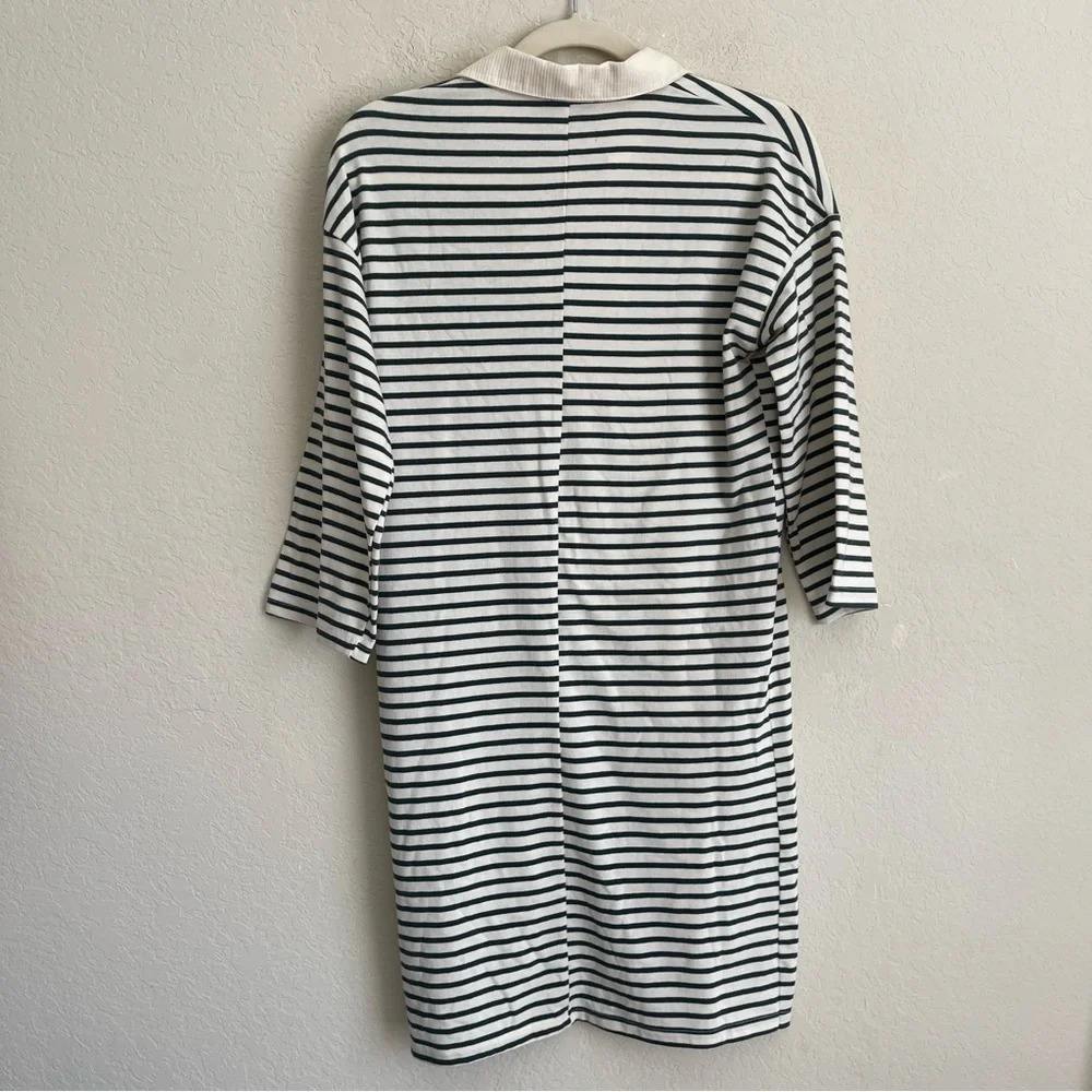Tuckernuck Ashton Dress Green Ivory Stripe Polo V Neck - Picture 4 of 4